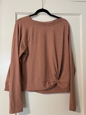 Apana Women's Long-Sleeve Yoga Twist Hem Top - Dusty Rose - size XL